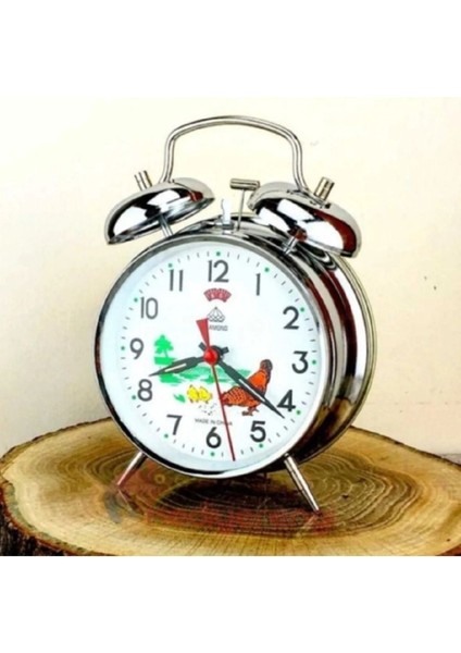 Gümüş Renkli Vintage Metal Mekanik Civcivli Masa Saati, Şık ve Tarz Dekor. modelleri