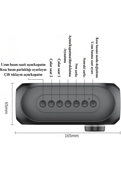 Renkli LED Dijital Saat Alarm Bluetooth Hoparlör Mp3 Radyo Şarjlı Siyah modelleri