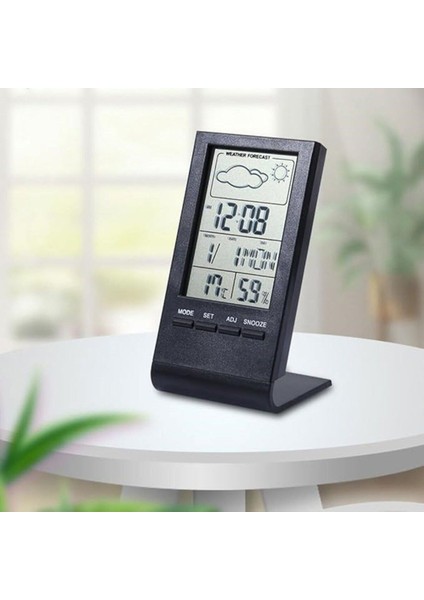 Dijital Çok Fonksiyonlu Termometre ve Higrometre Dekor, LCD Ekran, Isıya Dayanıklı, Siyah