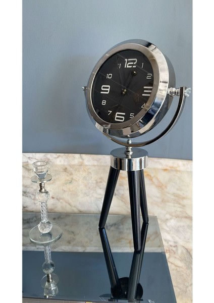 Küçük Krom Tripod Saat, Şık ve Kompakt Tasarım, Kolay Kullanım