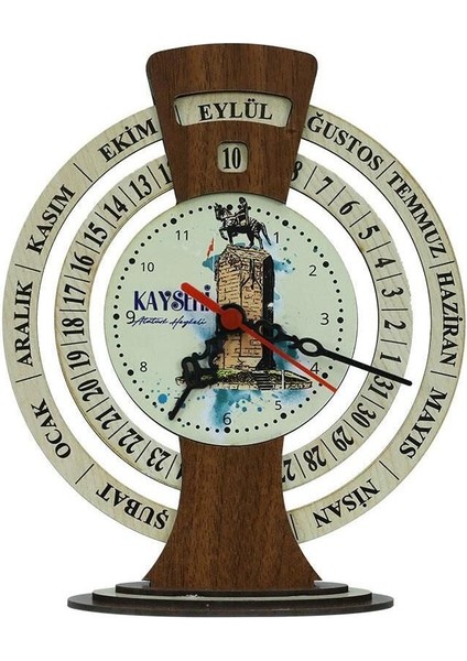El Işi Kayseri Atatürk Heykelli Takvimli Masa Saati, 25X20 Cm, Şık Dekorasyon Ürünü