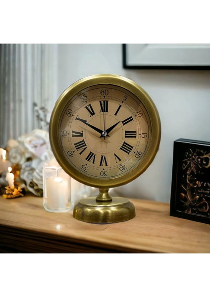 Şık Gold Metal Masa Saati, Ofis ve Salon Için 25X20 Cm, Zarif Tasarım fiyatları