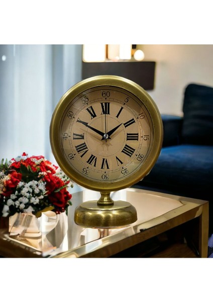 Şık Gold Metal Masa Saati, Ofis ve Salon Için 25X20 Cm, Zarif Tasarım modelleri