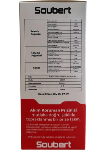 Akım Korumalı Priz ( 16 Amper 250 Volt )