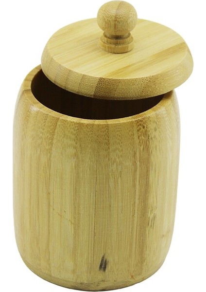 No-8 Ahşap - Bambu Şekerlik Kapaklı Çap: 7.5cm Derinlik: 8.5cm (5131)