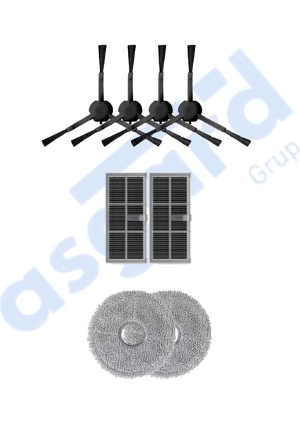 Dreame X30PRO-L10S Pro ULTRA-X30 Ultra Uyumlu 4 Yan Fırça 2 Filtre 2 Mop
