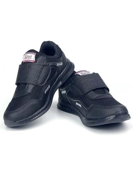 Kadın Siyah Bağcıksız Cırtlı Hafif Rahat Günlük Sneaker Spor Ayakkabı