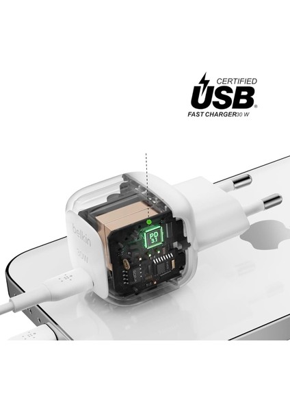 Boost Compact Usb-C Pd 3.1 30W Şarj Cihazı, Beyaz