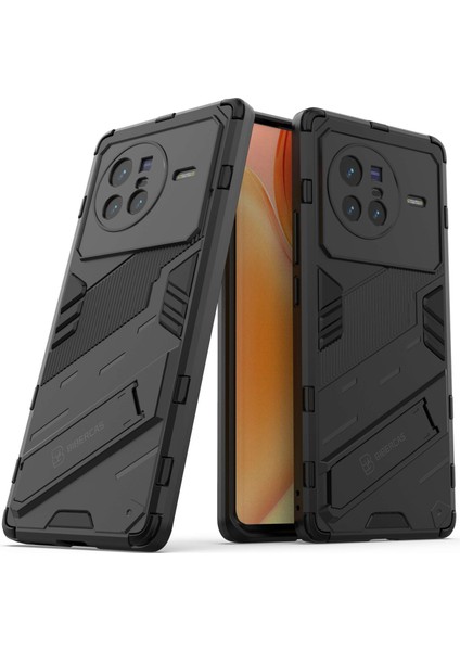 Vivo X80 5g Kickstand Combo Pc+Tpu Kılıf Düşmeye Dayanıklı Çift Katmanlı Koruyucu Cep Telefonu Kabuğu-Siyah (Yurt Dışından) modelleri