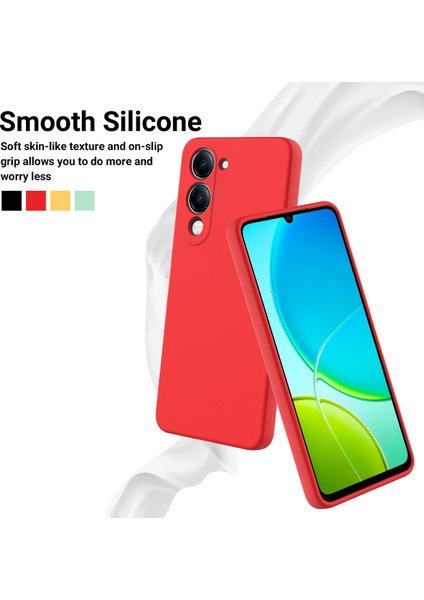 Vivo Y29S 5g/vivo Y04 4g Sıvı Silikon Kılıf Telefon Arka Kapağı El Kayışı Ile-Kırmızı (Yurt Dışından) modelleri