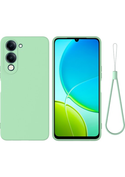 Vivo Y29S 5g/vivo Y04 4g Sıvı Silikon Kılıf Telefon Arka Kapağı El Kayışı Ile-Yeşil (Yurt Dışından)