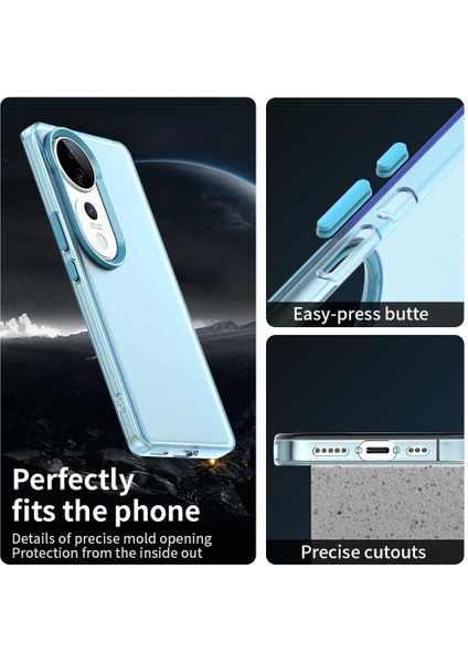 Vivo S19 Pro 5G/V40 5G/V40 Pro 5g Kılıf Pc+Tpu+Pet Mat Düşmeye Karşı Dayanıklı Telefon Arka Kapağı-Mavi (Yurt Dışından)