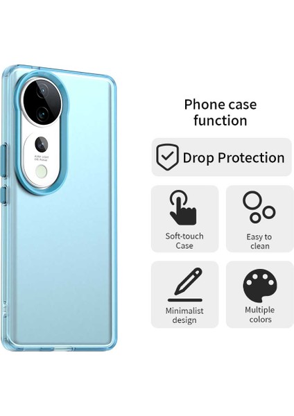 Vivo S19 Pro 5G/V40 5G/V40 Pro 5g Kılıf Pc+Tpu+Pet Mat Düşmeye Karşı Dayanıklı Telefon Arka Kapağı-Mavi (Yurt Dışından)