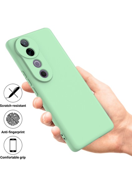 Vivo V40 5G/S19 Pro 5g Kılıf Sıvı Silikon Cep Telefonu Kılıfı Kayışlı-Yeşil (Yurt Dışından)