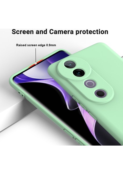 Vivo V40 5G/S19 Pro 5g Kılıf Sıvı Silikon Cep Telefonu Kılıfı Kayışlı-Yeşil (Yurt Dışından)