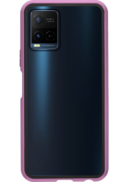 Vivo Y21-MOR Için Çift Taraflı Temperli Cam + Metal Çerçeve Hibrit Telefon Kılıfı Manyetik Kapatma ile Tam Koruma Kılıfı (Yurt Dışından) fiyatları