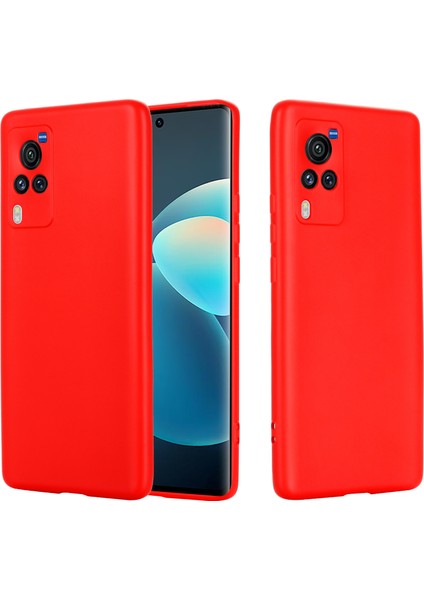 Mikrofiber Astar Hassas Kesik Parmak Izi Önleyici Sıvı Silikon Kılıf Telefon Arka Kapağı Vivo X60 Pro 5g (Küresel)-Kırmızı Için Kullanışlı Kayış (Yurt Dışından) fiyatları