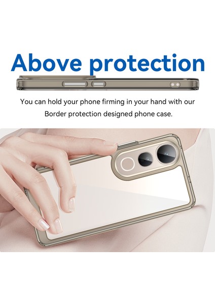 Vivo V50 Lite 5g/4g Kılıf Tpu+Akrilik Koruyucu Şeffaf Telefon Kılıfı-Şeffaf Gri (Yurt Dışından) modelleri