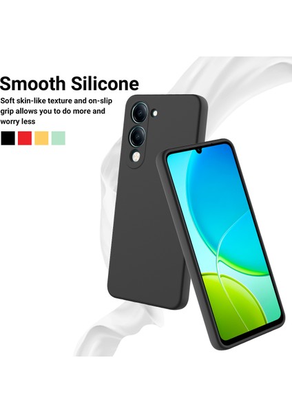 Vivo Y29S 5g/vivo Y04 4g Sıvı Silikon Kılıf Telefon Arka Kapağı El Kayışı Ile-Siyah (Yurt Dışından) modelleri