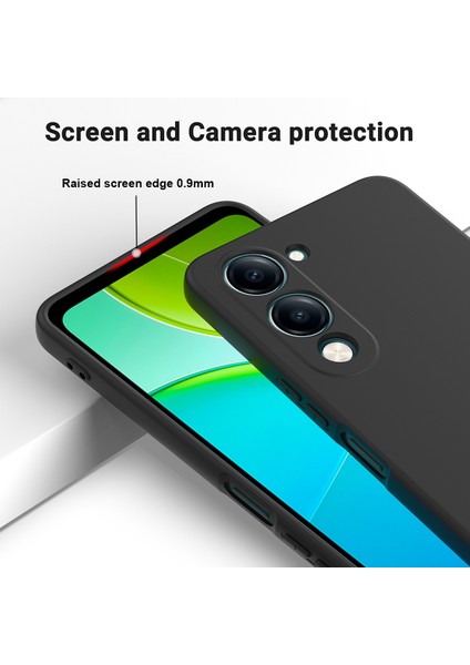 Vivo Y29S 5g/vivo Y04 4g Sıvı Silikon Kılıf Telefon Arka Kapağı El Kayışı Ile-Siyah (Yurt Dışından) fırsatları