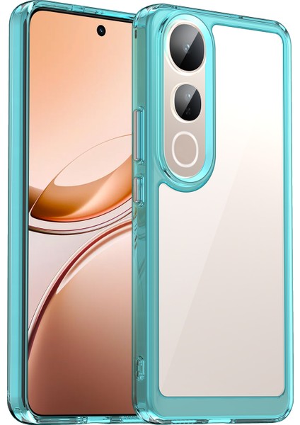 Vivo V50 Lite 5g/4g Kılıf Tpu+Akrilik Koruyucu Şeffaf Telefon Kılıfı-Şeffaf Mavi (Yurt Dışından)