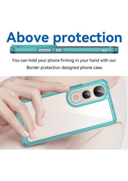 Vivo V50 Lite 5g/4g Kılıf Tpu+Akrilik Koruyucu Şeffaf Telefon Kılıfı-Şeffaf Mavi (Yurt Dışından) modelleri