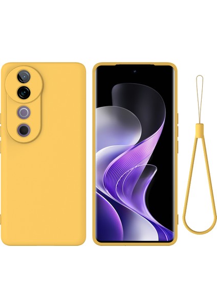 Vivo V40 5G/S19 Pro 5g Kılıf Sıvı Silikon Cep Telefonu Kılıfı Kayışlı-Sarı (Yurt Dışından)