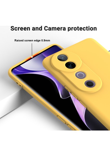 Vivo V40 5G/S19 Pro 5g Kılıf Sıvı Silikon Cep Telefonu Kılıfı Kayışlı-Sarı (Yurt Dışından)