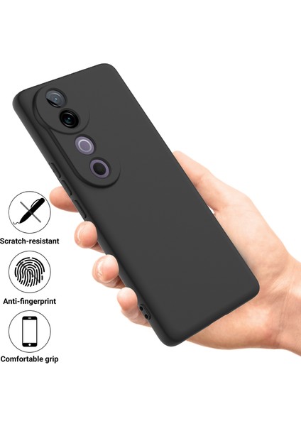 Vivo V40 5G/S19 Pro 5g Kılıf Sıvı Silikon Cep Telefonu Kılıfı Kayışlı-Siyah (Yurt Dışından)