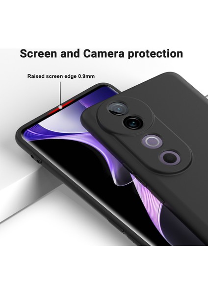 Vivo V40 5G/S19 Pro 5g Kılıf Sıvı Silikon Cep Telefonu Kılıfı Kayışlı-Siyah (Yurt Dışından)