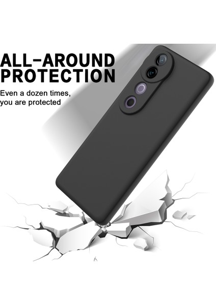 Vivo V40 5G/S19 Pro 5g Kılıf Sıvı Silikon Cep Telefonu Kılıfı Kayışlı-Siyah (Yurt Dışından)