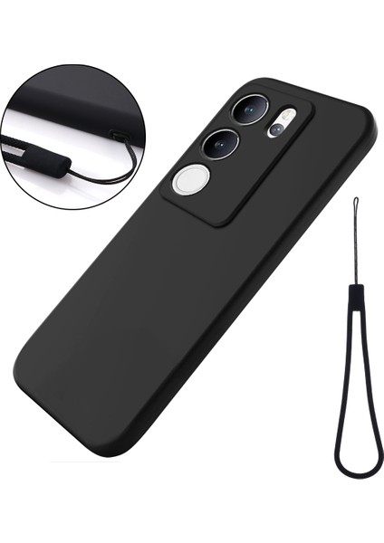 Vivo V29 5g/vivo S17 Pro 5g Kılıf Ince Kabuk Sıvı Silikon Cep Telefonu Kılıfı-Siyah (Yurt Dışından)