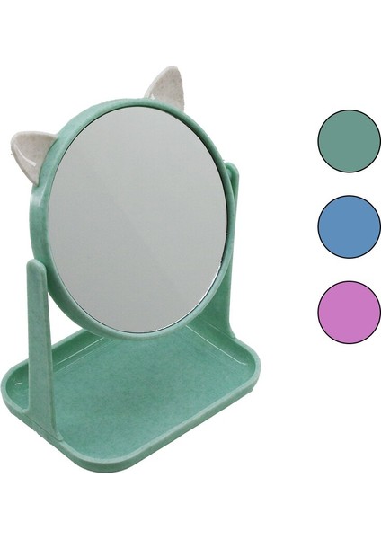 6 Inç - 15CM Yuvarlak Kulaklı Makyaj Aynası Renkli Plastik Takılık SEPETLİ=12X15.5CM (5131)