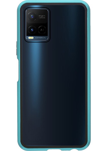 Vivo Y21-GREEN Için Çift Taraflı Temperli Cam + Metal Çerçeve Hibrit Telefon Kılıfı Manyetik Kapatma ile Tam Koruma Kılıfı (Yurt Dışından) fiyatları