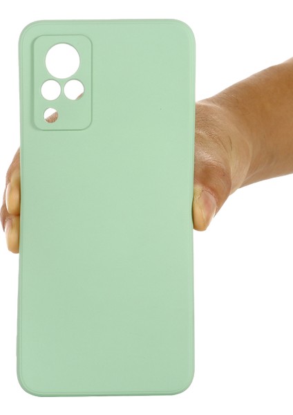 Darbeye Dayanıklı Telefon Kılıfı Hassas Kesim Düz Renk Sıvı Silikon Telefon Kılıfı Vivo V21 4g-Yeşil Için Kullanışlı Kayışlı (Yurt Dışından) indirimleri