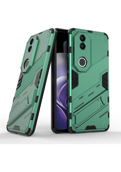 Vivo V50 5g Kılıf Pc+Tpu Darbeye Dayanıklı Telefon Kılıfı Kickstand Ile-Yeşil (Yurt Dışından) modelleri