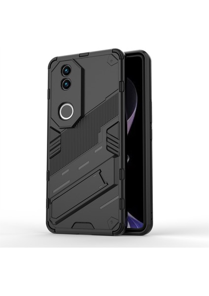 Vivo V50 5g Kılıf Pc+Tpu Darbeye Dayanıklı Telefon Kılıfı Kickstand Ile-Siyah (Yurt Dışından)