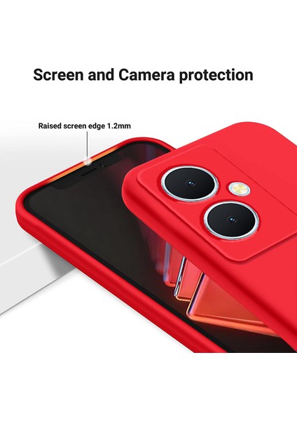 Vivo Y78+5G Yumuşak Astarlı Düşmeye Karşı Kapaklı Sıvı Silikon Esnek Telefon Kılıfı-Kırmızı (Yurt Dışından) indirimleri