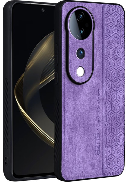 Azns Vivo S19 Pro 5g Kılıf Deri+Tpu Telefon Kılıfı Baskılı Desen-Mor (Yurt Dışından)