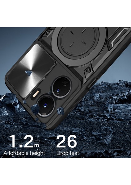 Vivo Y16 4g Slayt Kamera Koruma Telefon Kılıfı Hibrit Pc+Tpu Ayaklı Telefon Kılıfı-Mor (Yurt Dışından) fırsatları