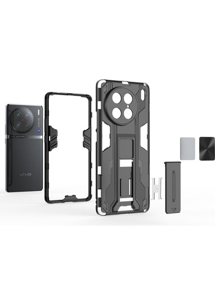 Vivo X90 Pro 5g Kickstand Cep Telefonu Kılıfı Sert Pc Yumuşak Tpu Düşmeye Lı Arka Kapak-Gri (Yurt Dışından) fiyatları