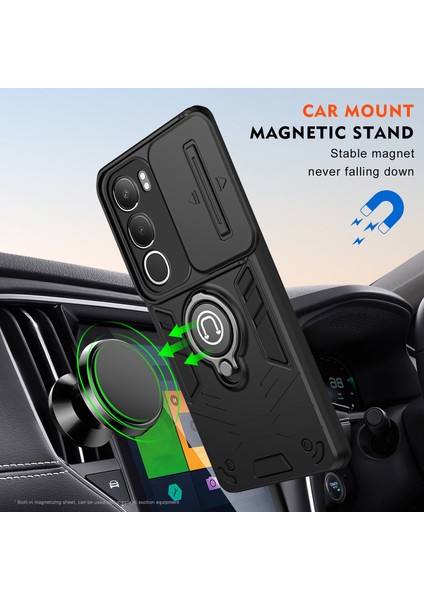 Vivo Y19S 4g Kılıf Sürgülü Camshield Kickstand Pc+Tpu Telefon Kılıfı-Siyah (Yurt Dışından) indirimleri