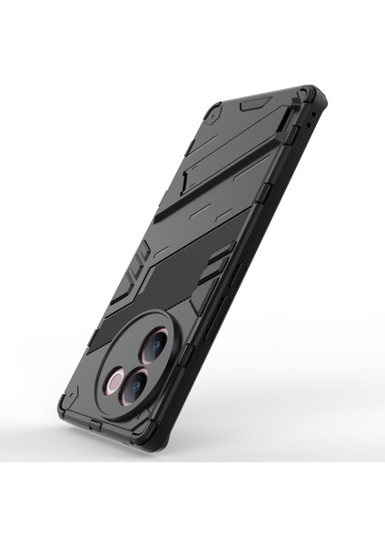 Vivo V30E 5g Kickstand Kılıfı Pc+Tpu Darbeye Dayanıklı Çizilmez Telefon Kılıfı-Siyah (Yurt Dışından)
