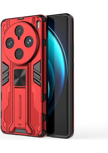 Vivo X100 Pro 5g Telefon Kılıfı Kickstand Pc+Tpu Düşmeye Lı Kılıf-Kırmızı (Yurt Dışından)