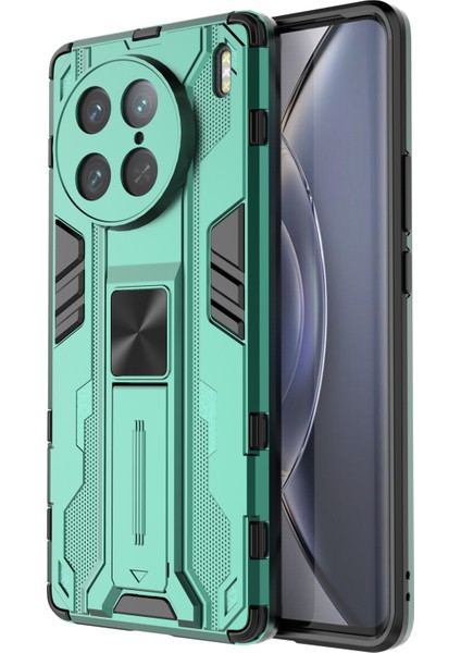 Vivo X90 Pro 5g Kickstand Cep Telefonu Kılıfı Sert Pc Yumuşak Tpu Düşmeye Lı Arka Kapak-Yeşil (Yurt Dışından)
