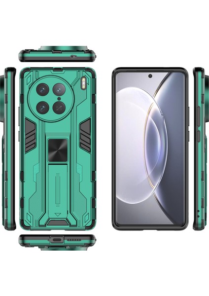 Vivo X90 Pro 5g Kickstand Cep Telefonu Kılıfı Sert Pc Yumuşak Tpu Düşmeye Lı Arka Kapak-Yeşil (Yurt Dışından) fırsatları