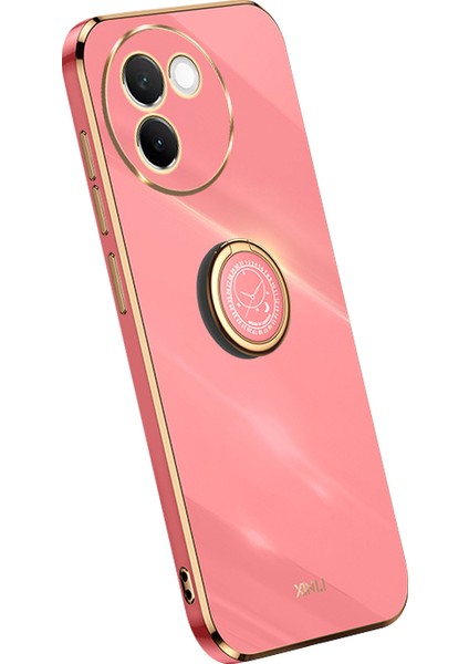 Xınlı Vivo V30E 5g Kılıf Tpu Telefon Kılıfı Halka Tutucu Galvanik Altın Kenar-Kırmızı (Yurt Dışından)
