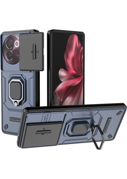 Vivo V30E 5g Telefon Kılıfı Pc+Tpu Destekli Telefon Kılıfı Lens Kapağı-Mavi (Yurt Dışından)