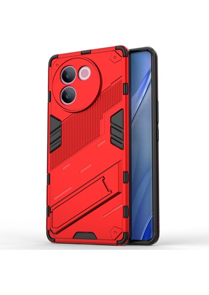 Vivo V30E 5g Kickstand Kılıfı Pc+Tpu Darbeye Dayanıklı Çizilmez Telefon Kılıfı-Kırmızı (Yurt Dışından)