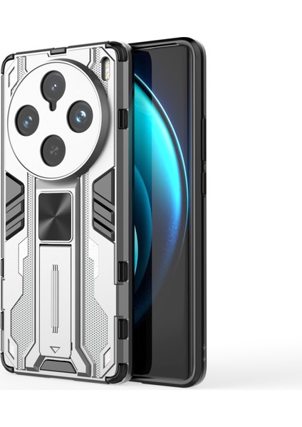 Vivo X100 Pro 5g Telefon Kılıfı Kickstand Pc+Tpu Düşme Önleyici Kılıf-Gümüş (Yurt Dışından)